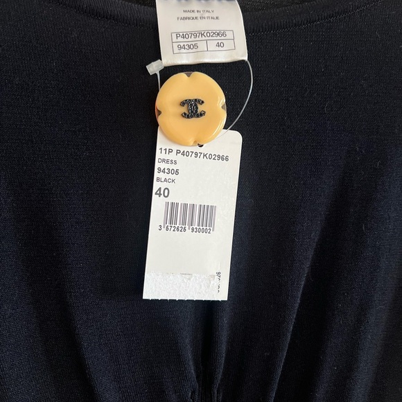 Vintage 2011 Chanel Black Dress Camellia Crystals Italy Size 40 - Picture 3 of 14